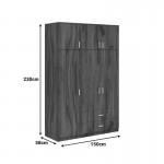 Ντουλάπα τρίφυλλη με συρτάρια Royal pakoworld καρυδι-oak 150x58x230εκ c535003