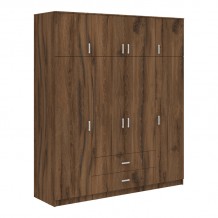 Ντουλάπα τετράφυλλη με συρτάρια Royal pakoworld καρυδι-oak 200x58x230εκ c535004