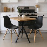 Τραπεζαρία με Καρέκλες Julita μαύρο και Τραπέζι Prestone oak 70x70x75εκ Σετ 3τεμ c535006