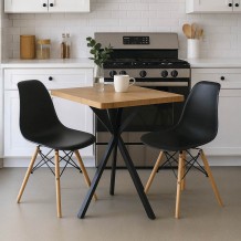 Τραπεζαρία με Καρέκλες Julita μαύρο και Τραπέζι Prestone oak 70x70x75εκ Σετ 3τεμ c535006