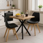 Τραπεζαρία με Καρέκλες Gaston μαύρο και Τραπέζι Prestone oak 70x70x75εκ Σετ 3τεμ c535009
