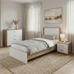 Σετ Κρεβατοκάμαρας Athos Sonoma Λευκό με Κρεβάτι 90x190εκ Σετ 3τεμ c539241