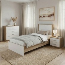 Σετ Κρεβατοκάμαρας Athos Sonoma Λευκό με Κρεβάτι 90x190εκ Σετ 3τεμ c539241