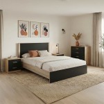 Σετ Κρεβατοκάμαρας Athos Sonoma Ανθρακί με Κρεβάτι 140x200εκ Σετ 4τεμ c539245