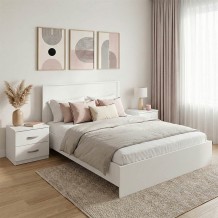 Σετ Κρεβατοκάμαρας Athos Λευκό με Κρεβάτι 140x200εκ Σετ 3τεμ c539246