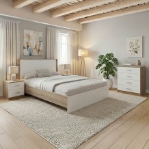 Σετ Κρεβατοκάμαρας Athos Sonoma Λευκό με Κρεβάτι 140x200εκ Σετ 4τεμ c539250