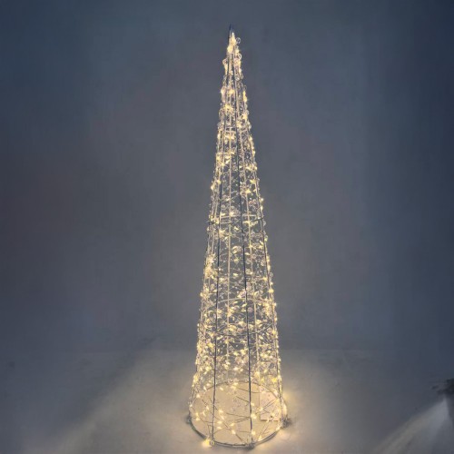 GLIM XMAS ΔΕΝΤΡΟ ΜΕ LED 16x16x60cm ΣΙΔΕΡΟ ΛΕΥΚΟ PET c539297