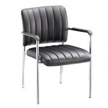 DENIM Πολυθρόνα Γραφείου Επισκέπτη Χρώμιο Pu Μαύρο SET 5τμχ c539414