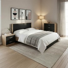 Σετ Κρεβατοκάμαρας Athos Sonoma Ανθρακί με Κρεβάτι 160x200εκ Σετ 4τεμ c539435