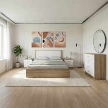 Σετ Κρεβατοκάμαρας Athos Sonoma Λευκό με Κρεβάτι 160x200εκ Σετ 4τεμ c539440