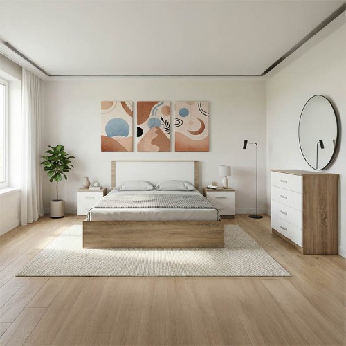 Σετ Κρεβατοκάμαρας Athos Sonoma Λευκό με Κρεβάτι 160x200εκ Σετ 4τεμ c539440