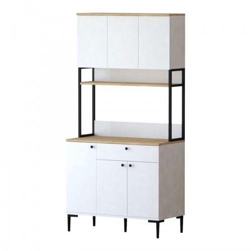 Ντουλάπια κουζίνας Lenner pakoworld λευκό-sonoma 90x45x184εκ c539471