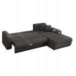 ΚΑΝΑΠΕΣ ΚΡΕΒΑΤΙ ΔΕΞΙΑ ΓΩΝΙΑ KANSO HM3338 01R ΓΚΡΙ ΥΦΑΣΜΑ 244x188x80Υεκ c539476