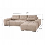 ΚΑΝΑΠΕΣ ΚΡΕΒΑΤΙ ΔΕΞΙΑ ΓΩΝΙΑ COMFYRA HM3336 03R ΜΠΕΖ ΥΦΑΣΜΑ 270x181x75Υεκ c539479