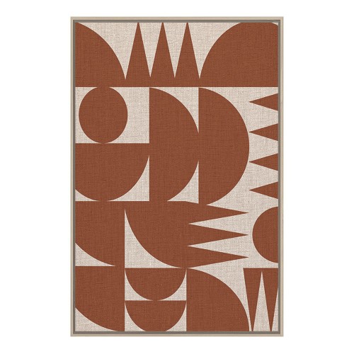 GEOMETRIC CUBISM ΠΙΝΑΚΑΣ ΔΙΑΚΟΣΜΗΣΗΣ 83x123x4cm ΚΑΜΒΑΣ TERRACOTTA ΞΥΛΟ ΦΥΣΙΚΟ c539487