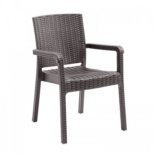 LORA Pro Πολυθρόνα Κήπου - Βεράντας Στοιβαζόμενη PP-UV Rattan Look Καφέ c539606