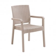 LORA Pro Πολυθρόνα Κήπου - Βεράντας Στοιβαζόμενη PP-UV Rattan Look Cappuccino c539607