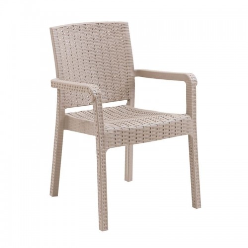 LORA Pro Πολυθρόνα Κήπου - Βεράντας Στοιβαζόμενη PP-UV Rattan Look Cappuccino c539607