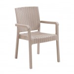 LORA Pro Πολυθρόνα Κήπου - Βεράντας Στοιβαζόμενη PP-UV Rattan Look Cappuccino c539607