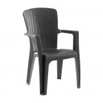 SIDE Πολυθρόνα Κήπου-Βεράντας Στοιβαζόμενη Rattan Look PP-UV Απόχρωση Ανθρακί c539611