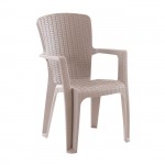 SIDE Πολυθρόνα Κήπου-Βεράντας Στοιβαζόμενη Rattan Look PP-UV Απόχρωση Cappuccino c539613