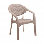 Bibo Pro Πολυθρόνα Κήπου Βεράντας Στοιβαζόμενη PP UV Rattan Look Cappuccino c539690