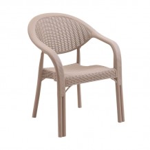 Bibo Pro Πολυθρόνα Κήπου Βεράντας Στοιβαζόμενη PP UV Rattan Look Cappuccino c539690