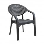 Bibo Pro Πολυθρόνα Κήπου Βεράντας Στοιβαζόμενη PP UV Rattan Look Ανθρακί c539691