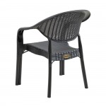 Bibo Pro Πολυθρόνα Κήπου Βεράντας Στοιβαζόμενη PP UV Rattan Look Ανθρακί c539691