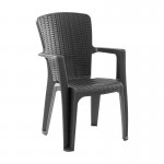 Lato Πολυθρόνα Κήπου Βεράντας Στοιβαζόμενη Rattan Look PP-UV Απόχρωση Ανθρακί c539692