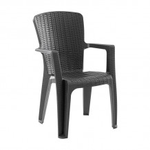 Lato Πολυθρόνα Κήπου Βεράντας Στοιβαζόμενη Rattan Look PP-UV Απόχρωση Ανθρακί c539692