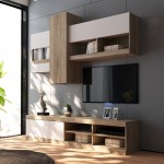 Σύνθετο σαλονιού Torania pakoworld sonoma-λευκό 185x37x145εκ c539722