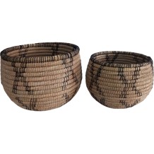 KORA ΚΑΛΑΘΙ SET 2ΤΜΧ 38x38x30cm KANSGRASS ΦΥΣΙΚΟ ΜΑΥΡΟ ΓΙΟΥΤΑ c539755