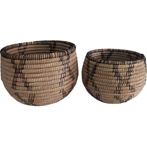 KORA ΚΑΛΑΘΙ SET 2ΤΜΧ 38x38x30cm KANSGRASS ΦΥΣΙΚΟ ΜΑΥΡΟ ΓΙΟΥΤΑ c539755