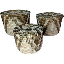 MARA ΚΑΛΑΘΙ ΜΕ ΚΑΠΑΚΙ SET 3ΤΜΧ 35x35x25cm KANSGRASS ΑΣΠΡΟ ΜΑΥΡΟ ΠΛΑΣΤΙΚΟ ΦΥΣΙΚΟ c539757