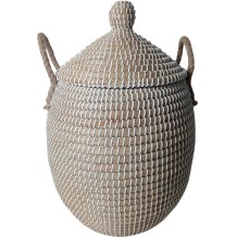 KAVI ΚΑΛΑΘΙ ΜΕ ΚΑΠΑΚΙ 30x30x54cm KANSGRASS ΑΣΠΡΟ ΦΥΣΙΚΟ ΠΛΑΣΤΙΚΟ c539764