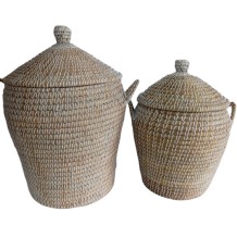 MAO ΚΑΛΑΘΙ ΜΕ ΚΑΠΑΚΙ SET 2ΤΜΧ 45x45x66cm KANSGRASS ΑΣΠΡΟ ΦΥΣΙΚΟ ΠΛΑΣΤΙΚΟ c539767