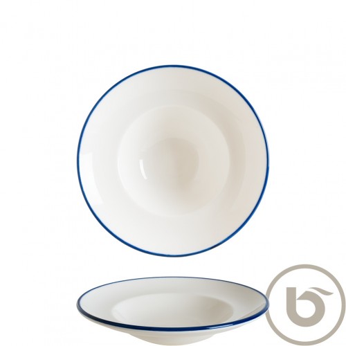 Πιάτο Βαθύ πορσελάνης 24cm 400cc με μπλε ρίγα Linea Blue BONNA Σετ 6 c539838