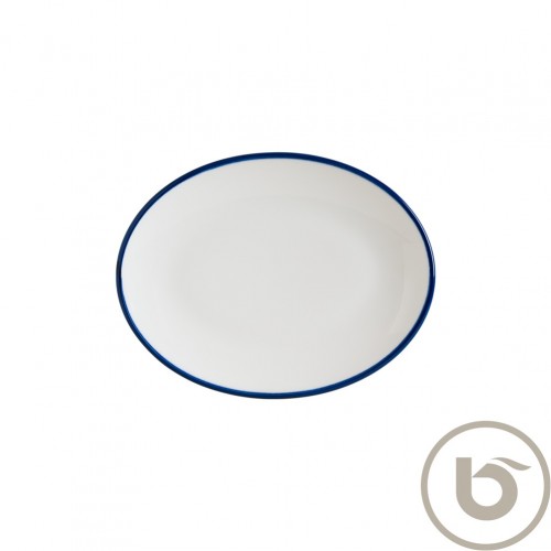 Πιατέλα Οβάλ πορσελάνης 25x19cm με μπλε ρίγα Linea Blue BONNA Σετ 12 c539841