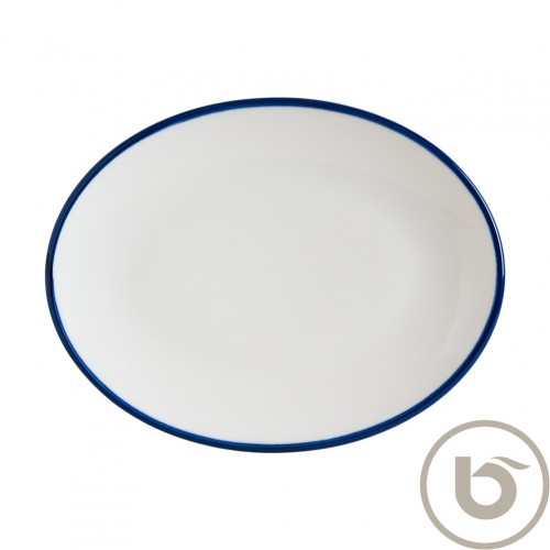 Πιατέλα Οβάλ πορσελάνης 36x28cm με μπλε ρίγα Linea Blue BONNA Σετ 6 c539843