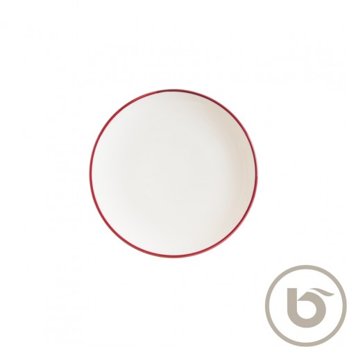 Πιάτο Ρηχό πορσελάνης coupe 21cm με κόκκινη ρίγα Linea Burgundy BONNA Σετ 12 c539845