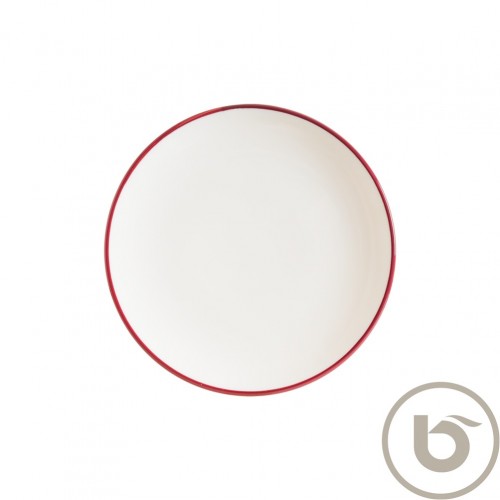 Πιάτο Ρηχό πορσελάνης coupe 25cm με κόκκινη ρίγα Linea Burgundy BONNA Σετ 12 c539846