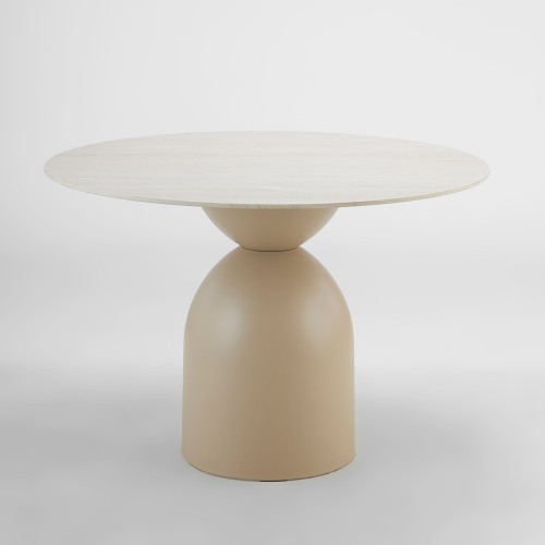EARTH ΤΡΑΠΕΖΙ BEIGE ΜΕ ΟΨΗ ΜΑΡΜΑΡΟΥ 110x110x75cm c540038