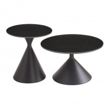 LAVA COFFEE TABLE SET 2ΤΕΜ ΜΑΥΡΟ ΜΑΥΡΟ 70x70x40cm c540041