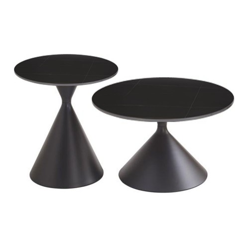 LAVA COFFEE TABLE SET 2ΤΕΜ ΜΑΥΡΟ ΜΑΥΡΟ 70x70x40cm c540041