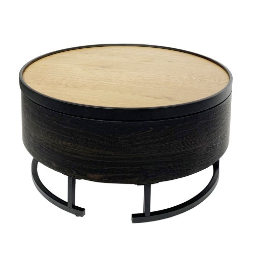 BARREL COFFEE TABLE ΜΕ ΑΠΟΘ ΚΟ ΧΩΡΟ ΜΑΥΡΟ ΦΥΣΙΚΟ ΜΑΥΡΟ 80x80x39 5cm c540060