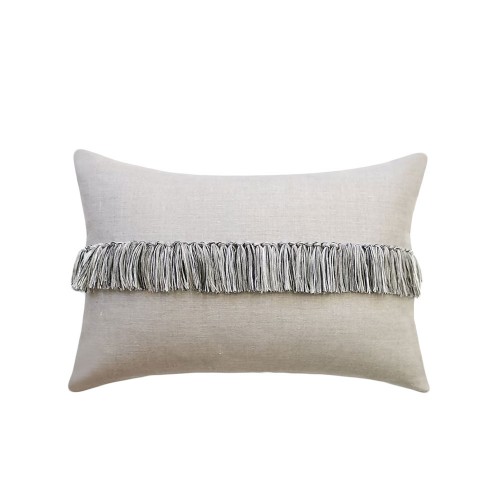 TASSEL ΔΙΑΚΟΣΜΗΤΙΚΟ ΜΑΞΙΛΑΡΙ 60x40cm ΥΦΑΣΜΑ ΛΕΥΚΟ ΓΚΡΙ c540122