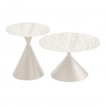 PIETRA COFFEE TABLE SET 2ΤΕΜ CREAM CREAM 70x70x40cm c540156