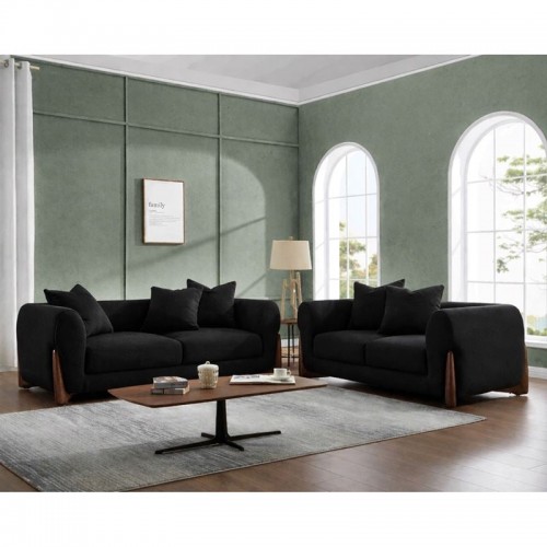 KANSAS Set Σαλόνι - Καθιστικό 2Θέσιος-3Θέσιος Teddy Ύφασμα Μαύρο c540180