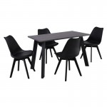 MARTIN Set Τραπεζαρία Τραπέζι 4 Καρέκλες MDF Grey Walnut Μέταλλο-Ξύλο-PP και PU Μαύρο c540187